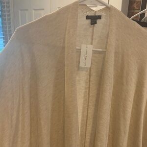Ann Taylor Cream Open-Front Short Sleeved Cardigan